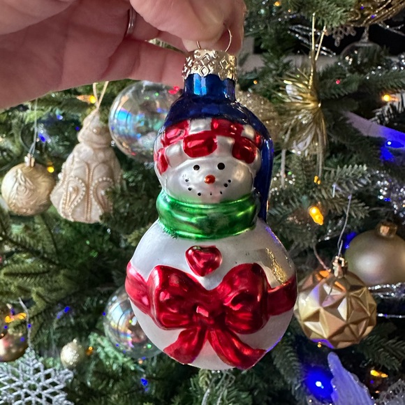 Holiday Inspirations Glass Ornament SNOWMAN Blown Glass Christmas 3.5" New - Picture 2 of 10